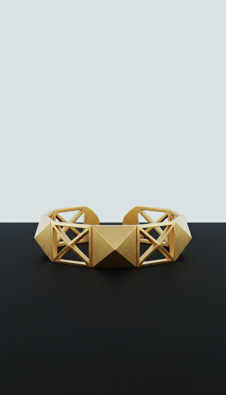 Accent Gold Geometric Cuff Bracelet
