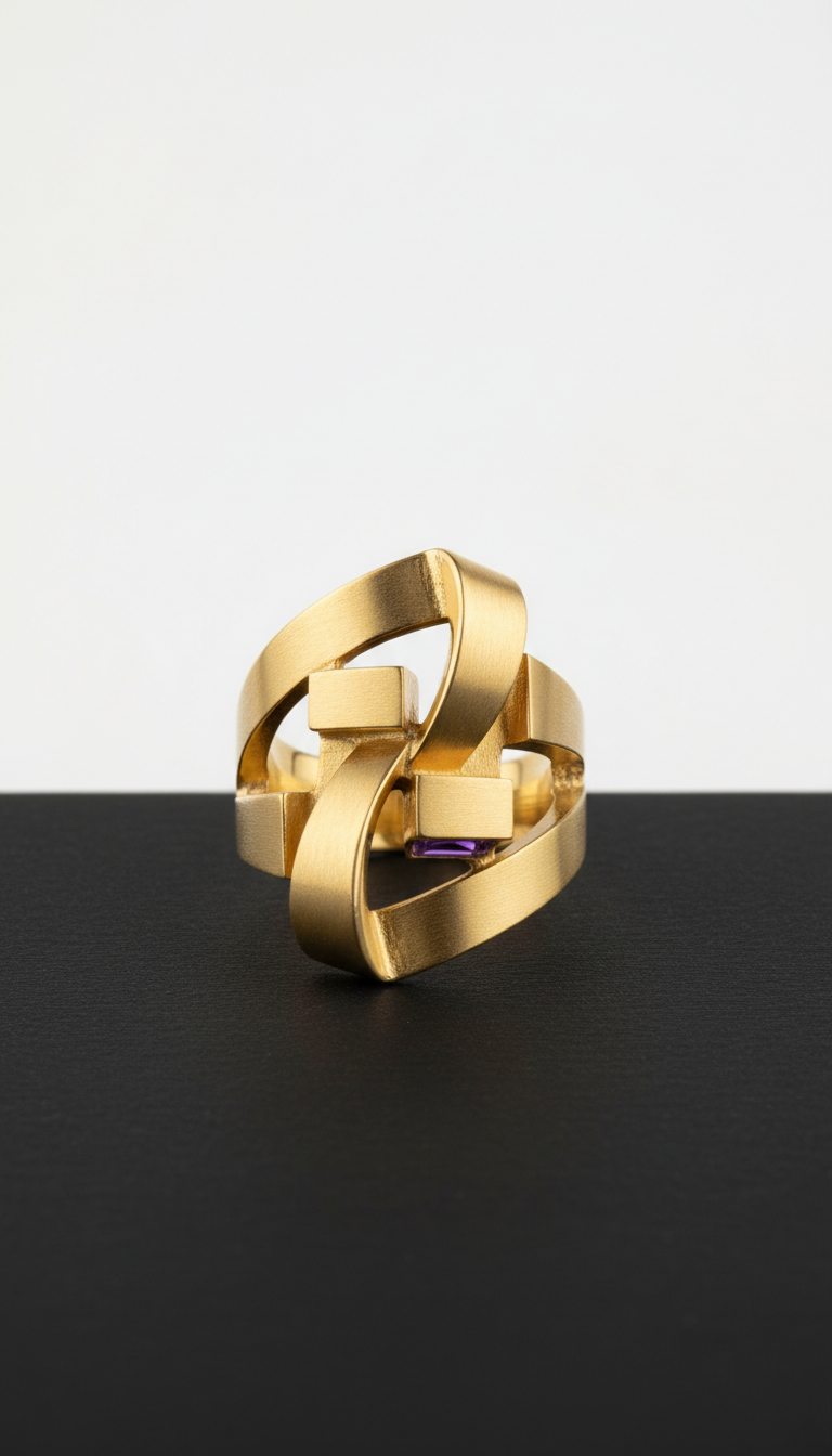 Sculptural 18K Gold Statement Ring