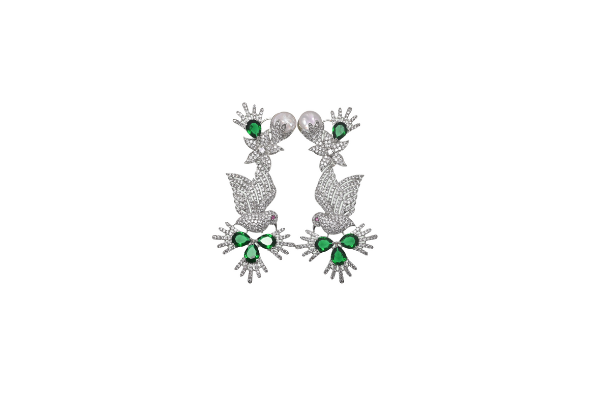 Aveline Emerald Songbird Statement Earrings