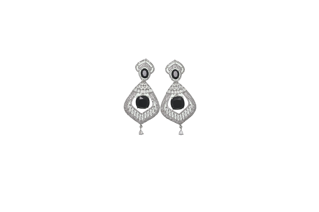 Celestine Noir Crystal Statement Earrings