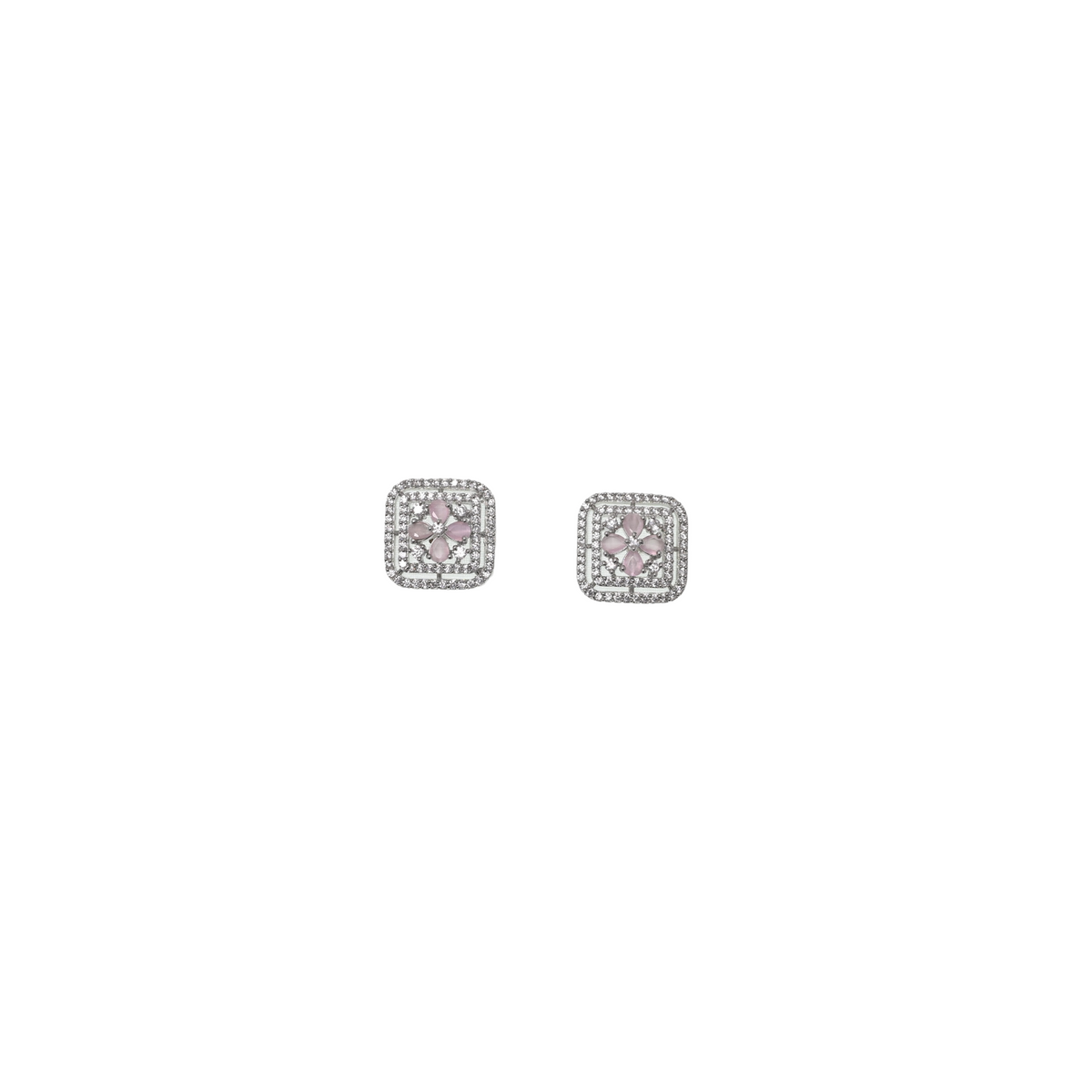 Amélie Blush Floral Crystal Stud Earrings