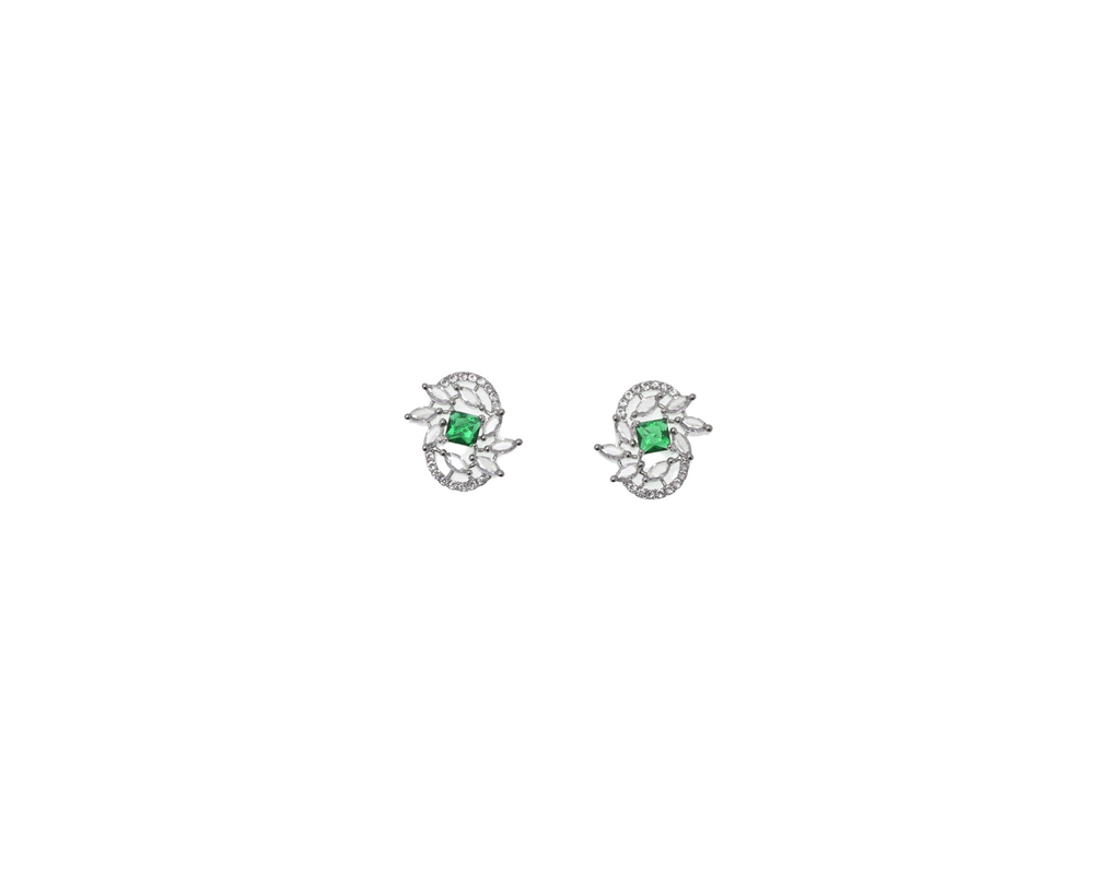 Sylvie Emerald Vine Crystal Stud Earrings