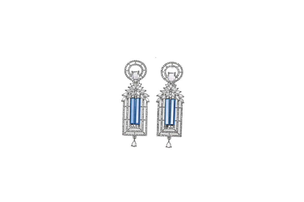 Solène Azure Art Deco Statement Earrings