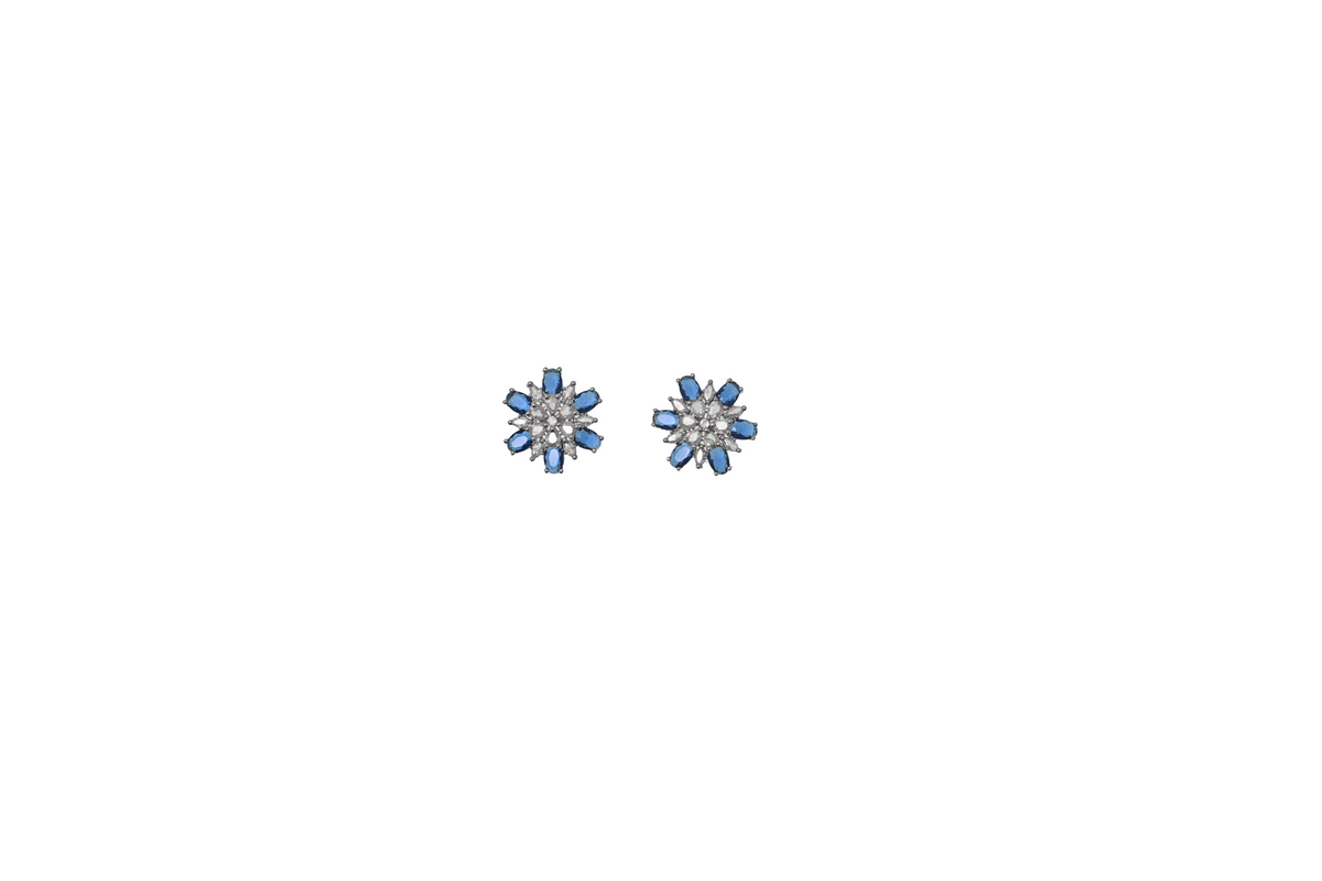 Celeste Blue Crystal Starburst Stud Earrings