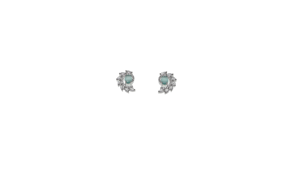 Aurelia Aqua Crystal Crescent Stud Earrings