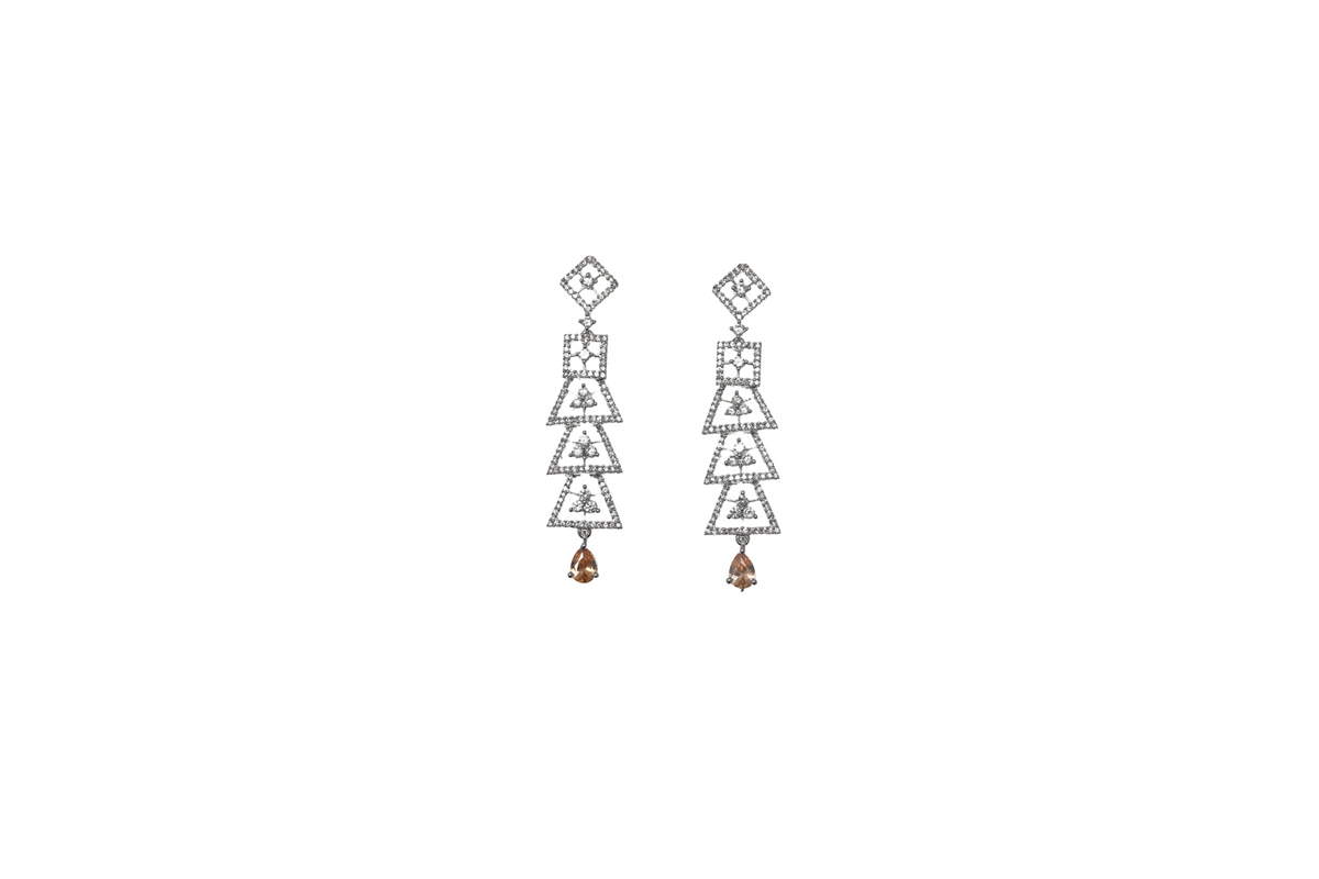 Élodie Champagne Crystal Cascade Earrings