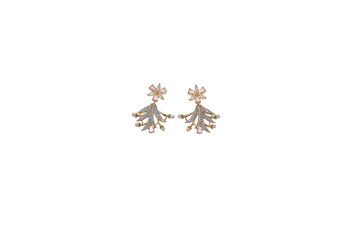 Florienne Blush Floral Pearl-Style Earrings