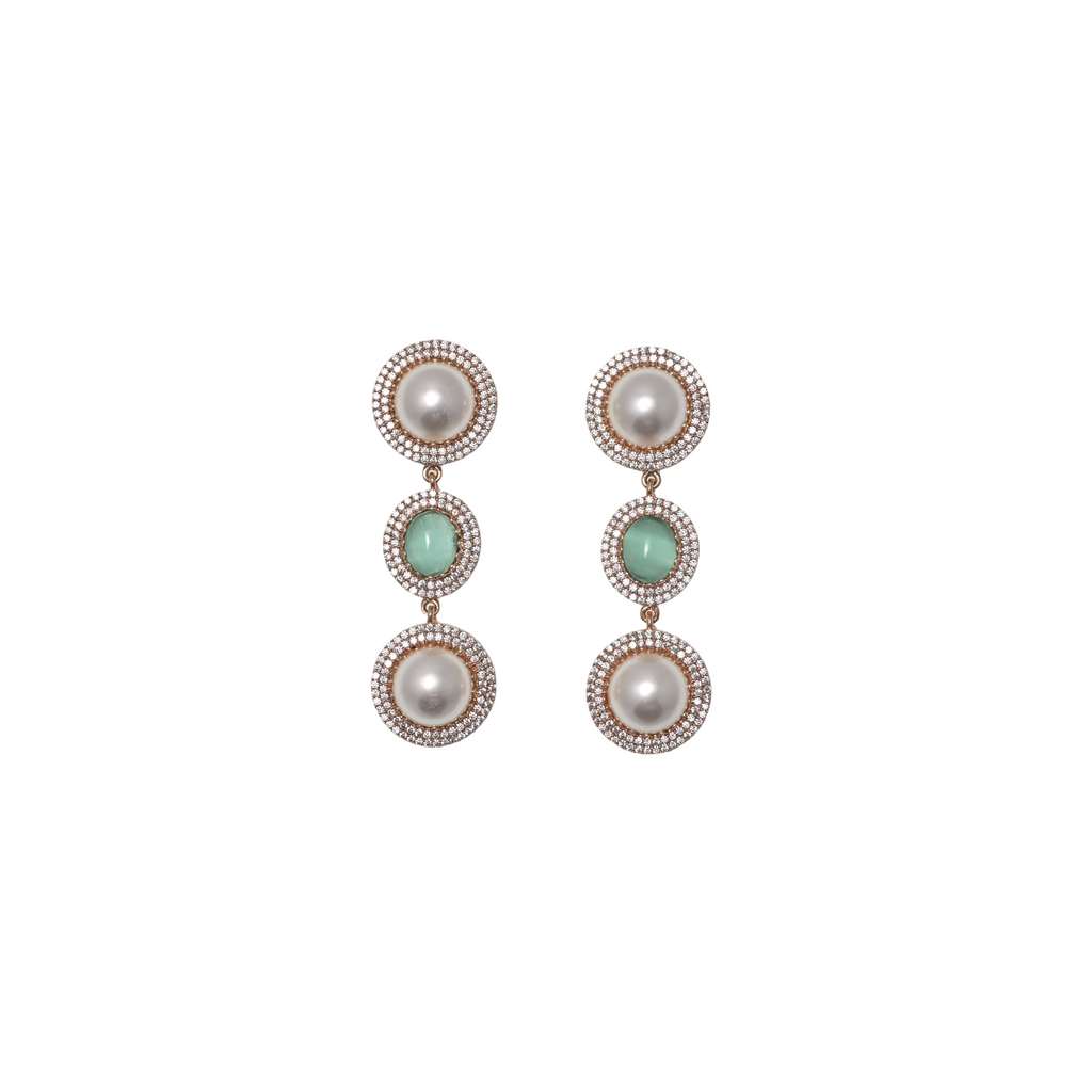 Celadon Pearl Cascade Earrings