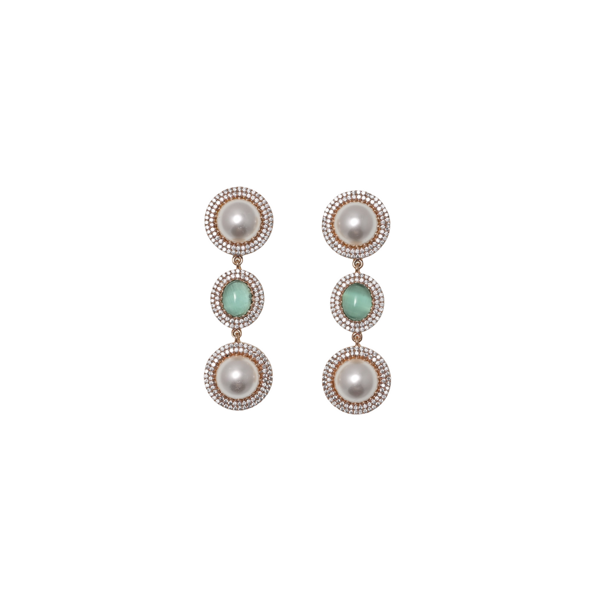 Celadon Pearl Cascade Earrings