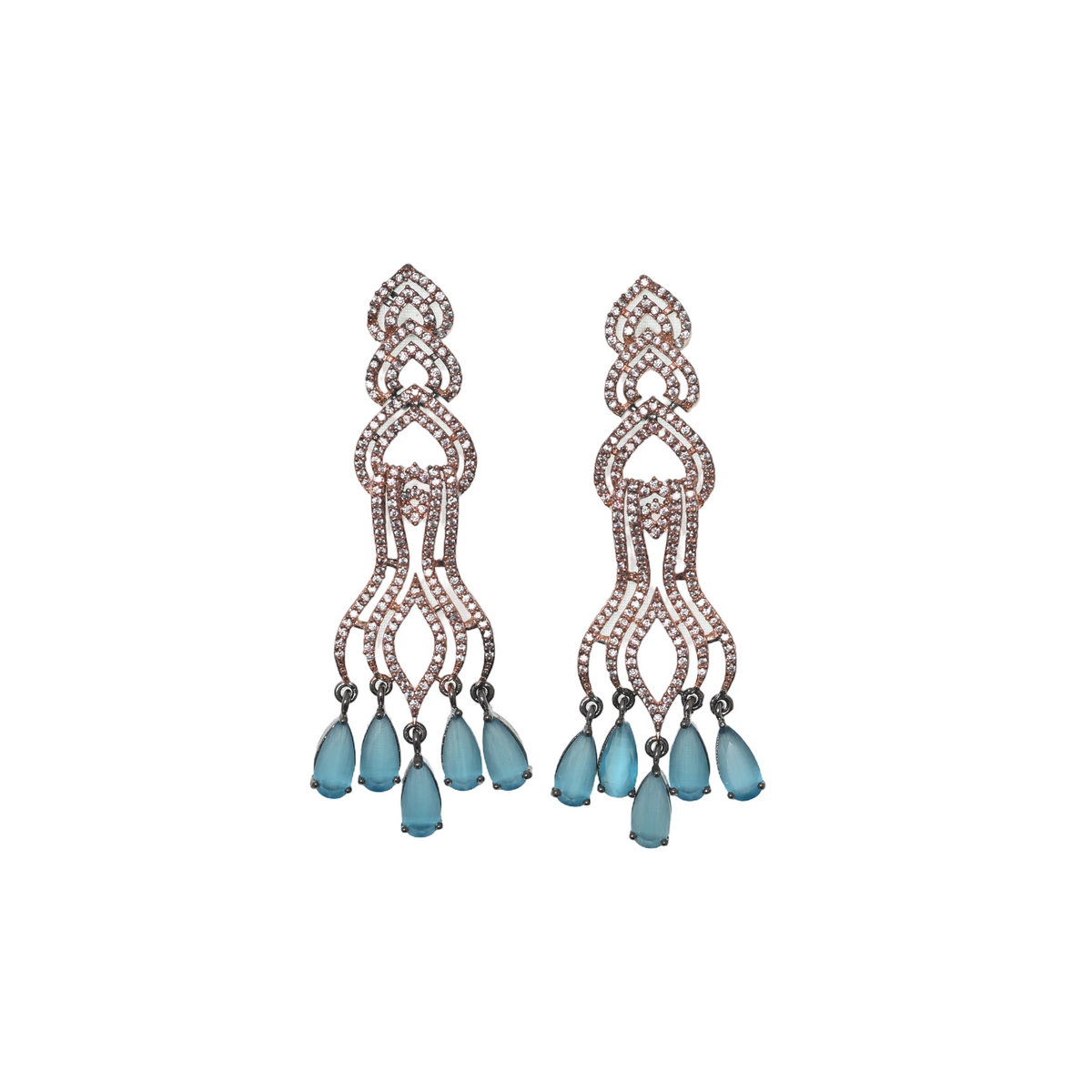 Azure Arabesque Chandelier Earrings