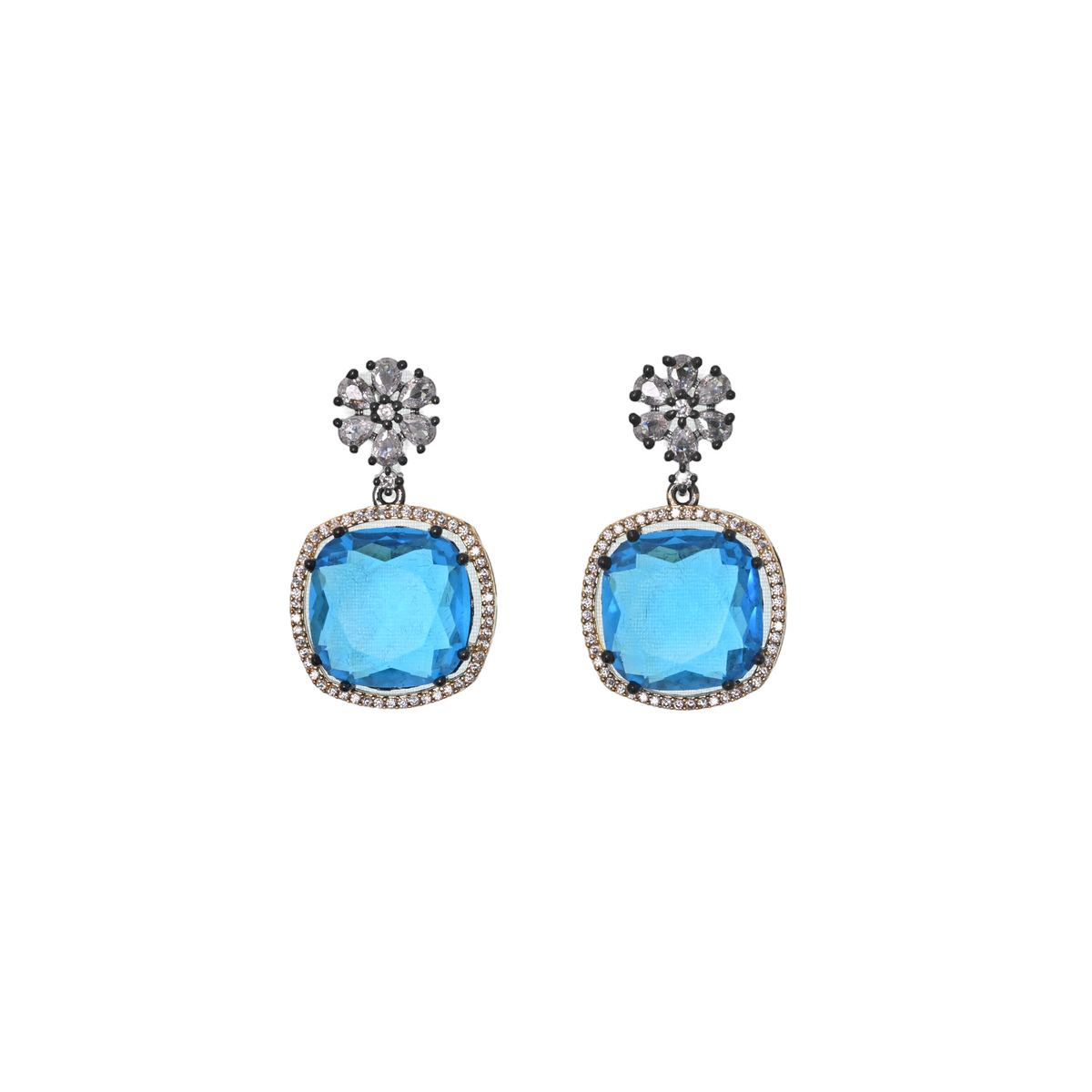 Azure Celestine Halo Earrings