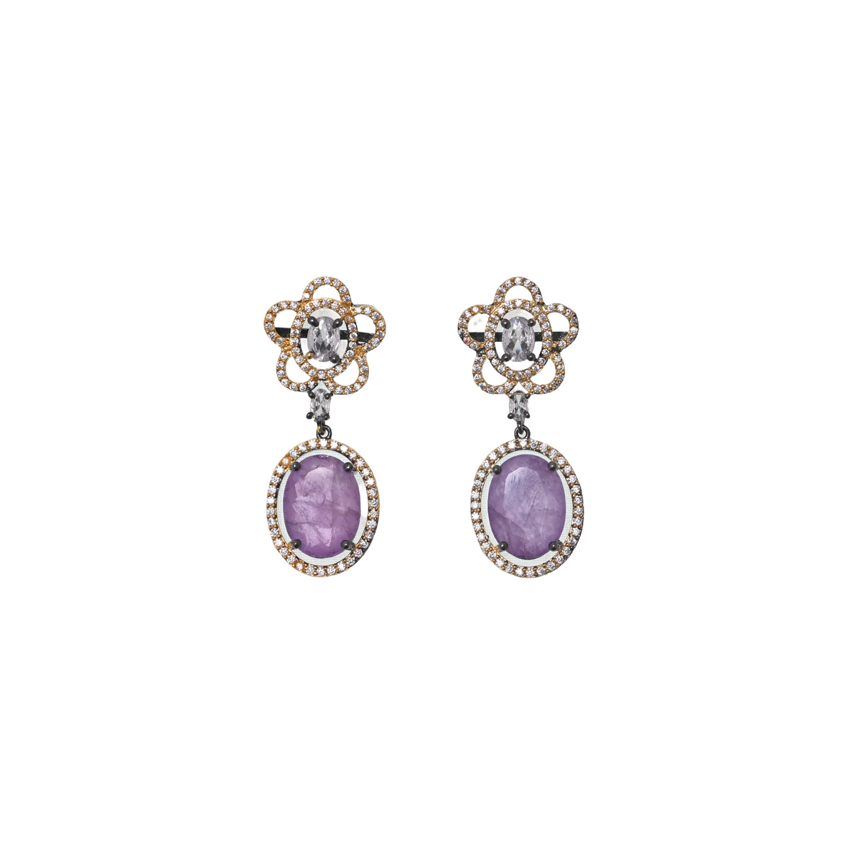 Violet Camellia Halo Earrings
