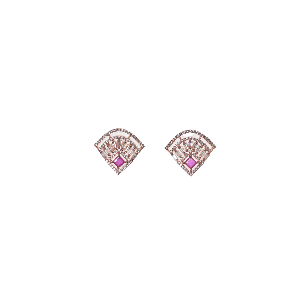 Rosé Éventail Stud Earrings