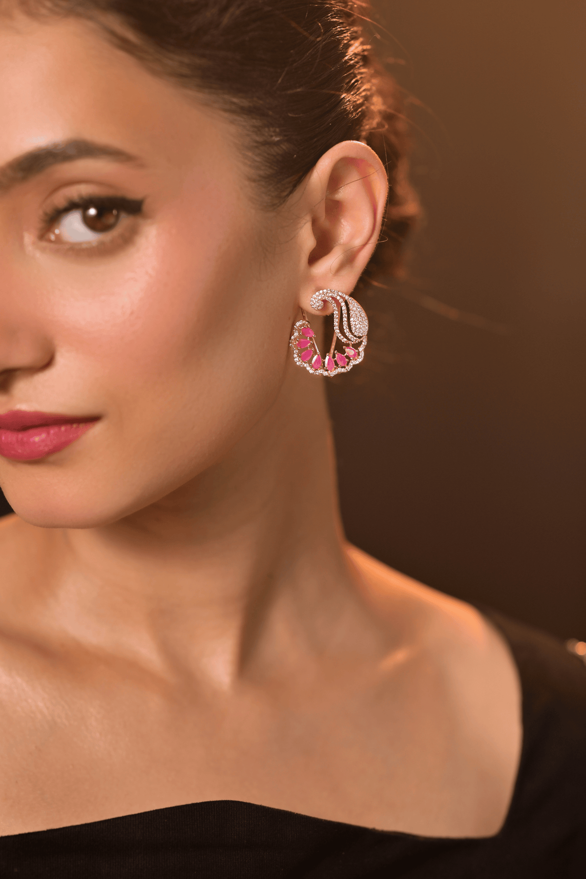 Rosé Paisley Ear Climbers