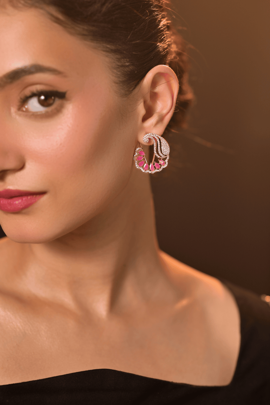 Rosé Paisley Ear Climbers
