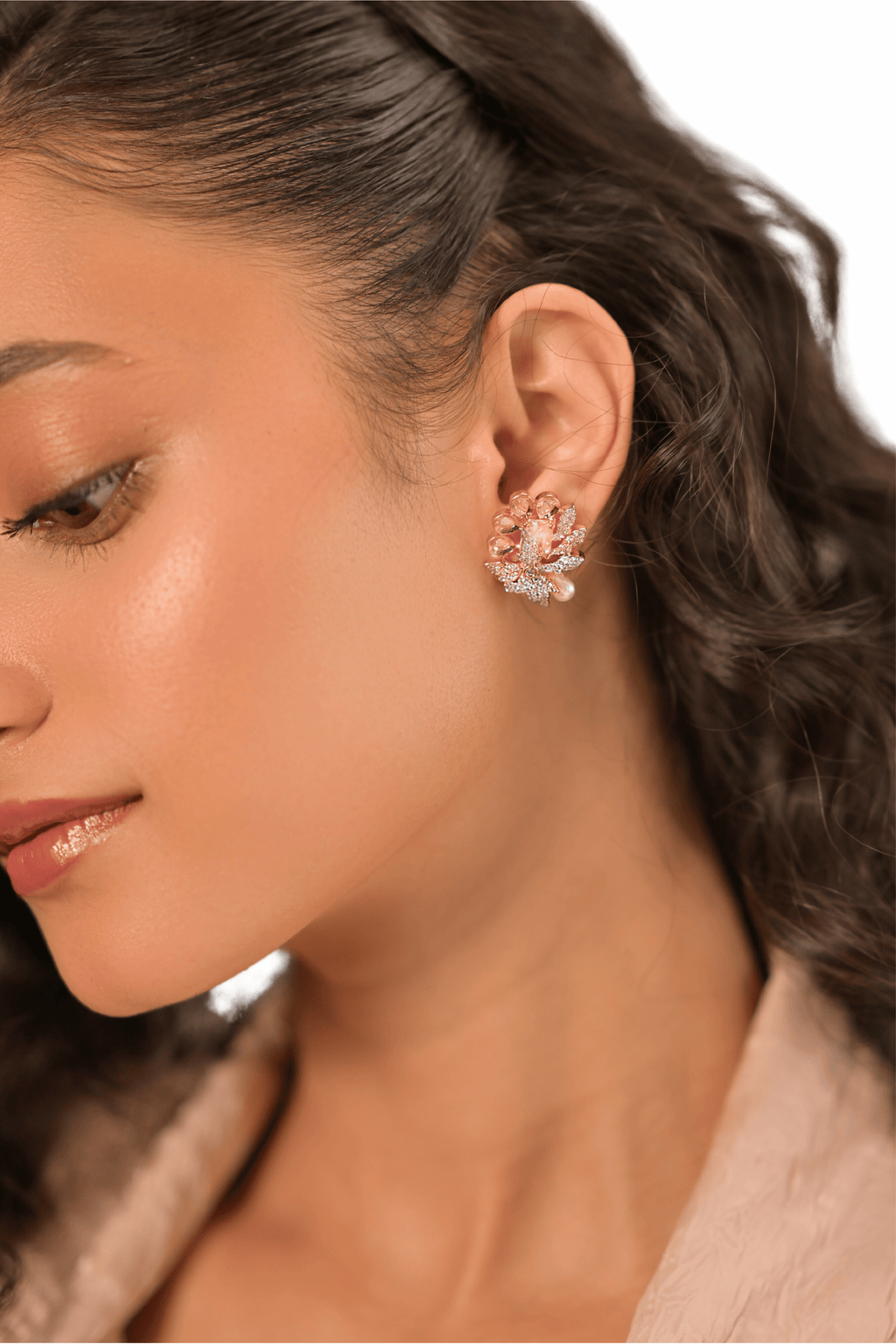 Rosé Jardin Pearl Stud Earrings