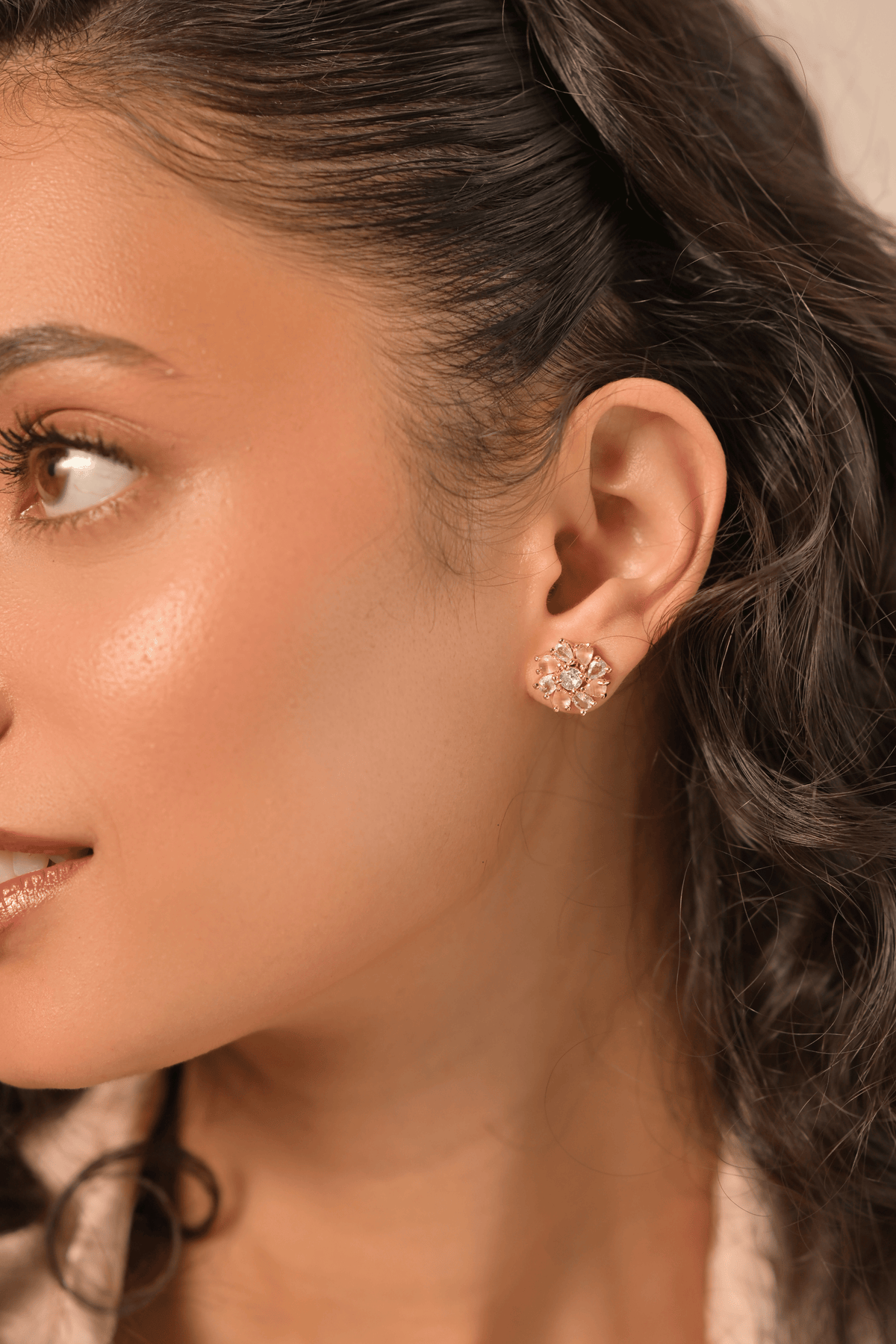 Blush Camellia Stud Earrings