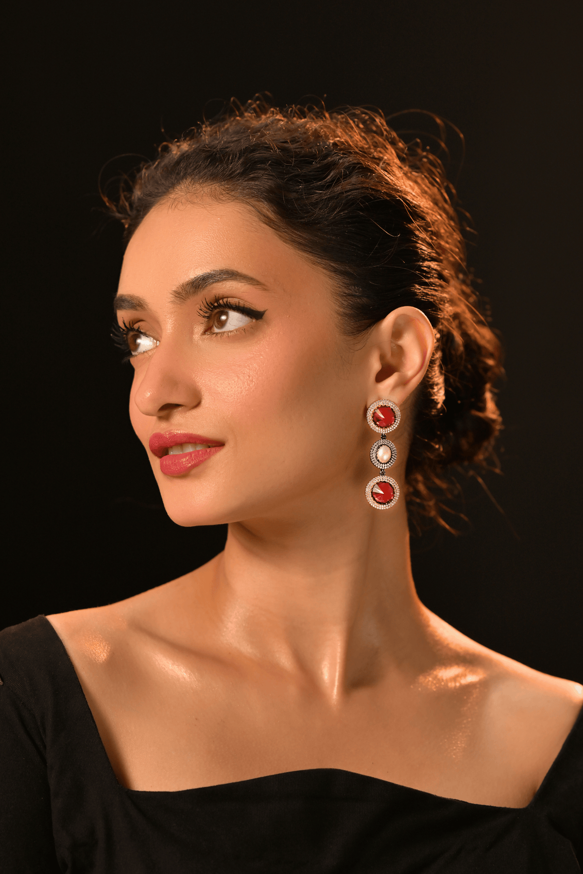 Rosaline Noir Cascade Earrings