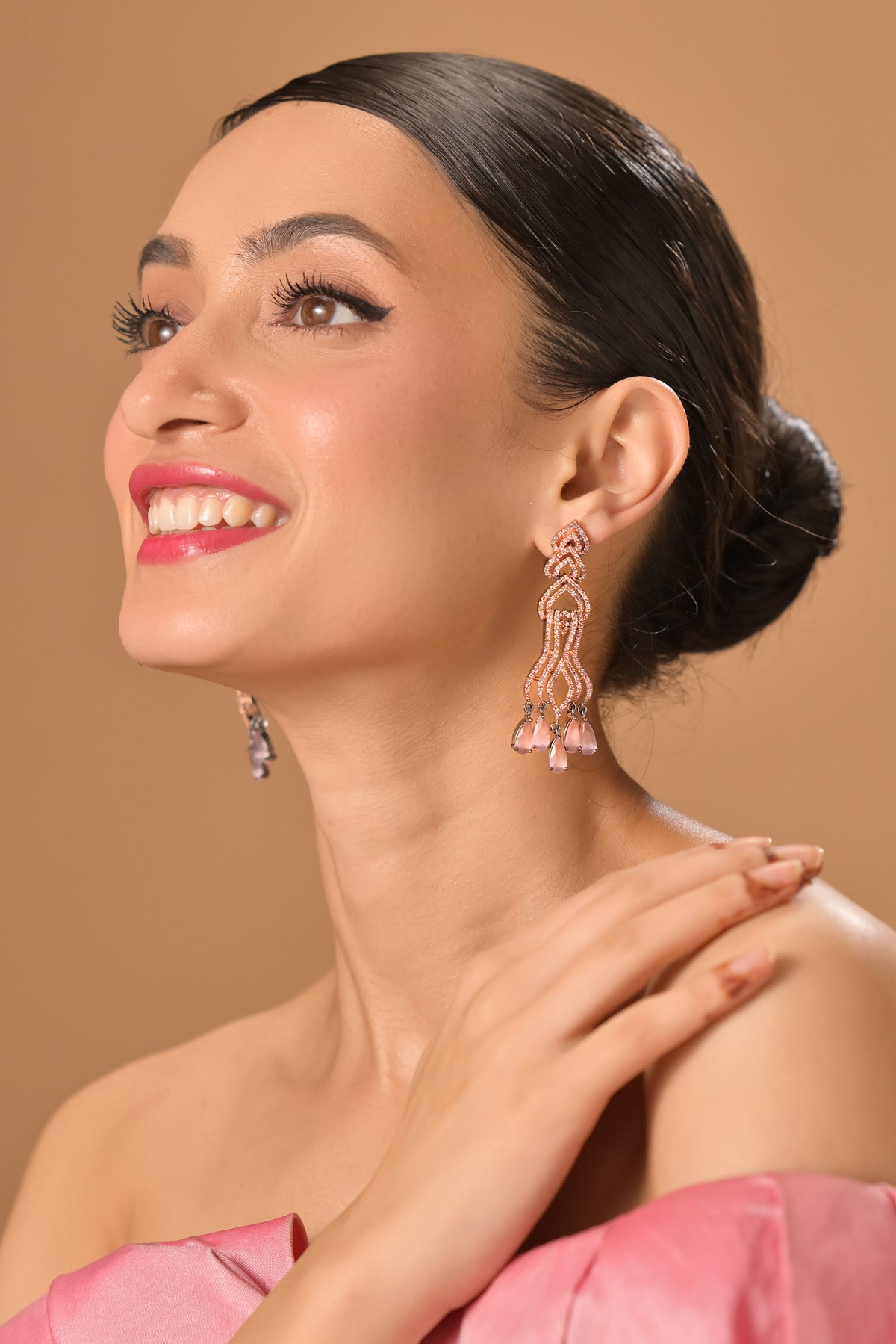 Blush Arabesque Chandelier Earrings