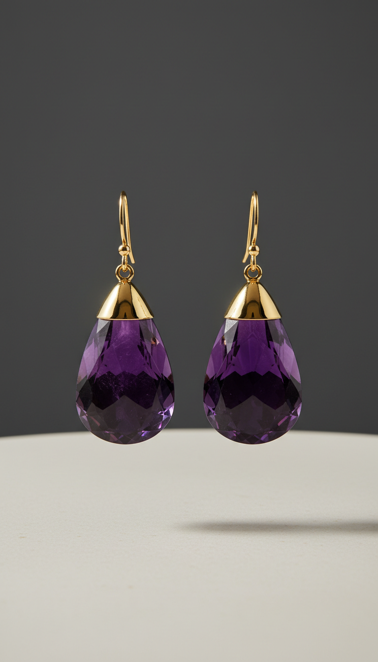 Oversized Amethyst Drop Earrings