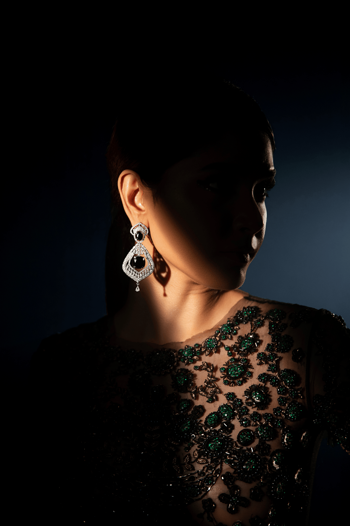 Celestine Noir Crystal Statement Earrings