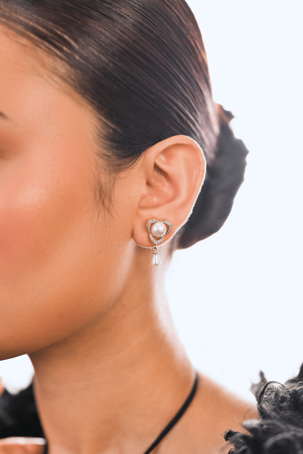 Celestine Pearl Trefoil Earrings